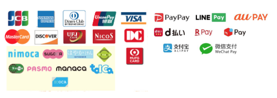 取扱いクレジットカード、各種QR決済,paypay,メルpay画像